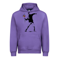 Tulip banksy protester throwing flowers Urban Hoodie - lanVoArt