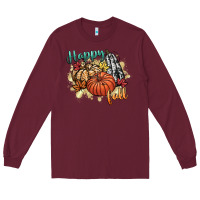 Burgundy happy fall Long Sleeve Tee - CowGirlArtShop