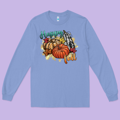 Happy Fall Long Sleeve Tee Designed By Cowgirlartshop