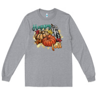 Heather Grey happy fall Long Sleeve Tee - CowGirlArtShop