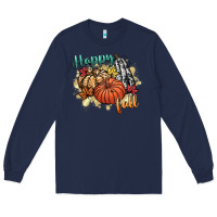 Navy happy fall Long Sleeve Tee - CowGirlArtShop