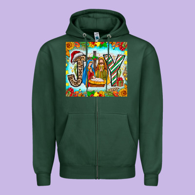 Joy Jesus Zipper Hoodie Designed By Cowhidedigitalart