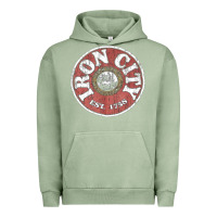 Pigment Oil Green vintage retro iron city(beer) proof Urban Hoodie - lanVoArt