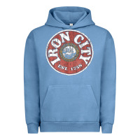 Pigment Pebble Blue vintage retro iron city(beer) proof Urban Hoodie - lanVoArt