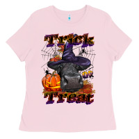 Bubblegum Pink Trick Or Treat Black Angus Heifer Ladies Tee - LillyAllenDesigns