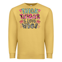 Antique Gold Thick Thighs And Love Vibes Premium Sweatshirt - CowhideDigitalArt