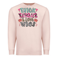 Pale Pink Thick Thighs And Love Vibes Premium Sweatshirt - CowhideDigitalArt