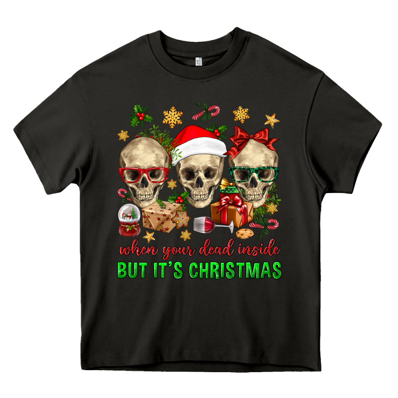 When Your Dead Inside But It's Christmas Heavy Core Tee by BundleAndBundleShop | Teevron