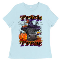 Baby Blue Trick Or Treat Black Angus Heifer Ladies Tee - LillyAllenDesigns
