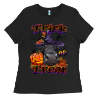 Black Trick Or Treat Black Angus Heifer Ladies Tee - LillyAllenDesigns