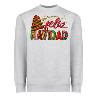 Heather Grey Feliz Navidad With Sombrero Tree Heavyweight Sweatshirt - BundleAndBundleShop