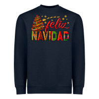 Navy Feliz Navidad With Sombrero Tree Heavyweight Sweatshirt - BundleAndBundleShop