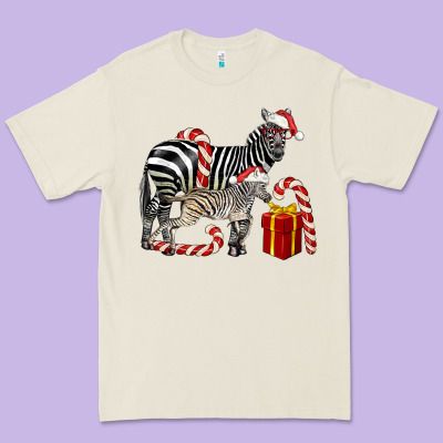 Christmas Zebra Baby And Mama Premium Tee Designed By Lillyallendesigns