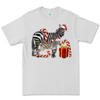 Dove Grey Christmas Zebra Baby And Mama Premium Tee - LillyAllenDesigns