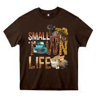 Chocolate Brown Small Town Life Heavy Core Tee - BundleAndBundleShop