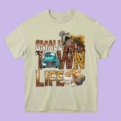 Small Town Life Heavy Core Tee Designed By Bundleandbundleshop
