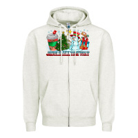 Oatmeal Heather Jingle All The Way Zipper Hoodie - CowhideDigitalArt