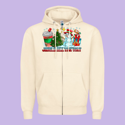 Jingle All The Way Zipper Hoodie Designed By Cowhidedigitalart
