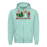 Seafoam Jingle All The Way Zipper Hoodie - CowhideDigitalArt