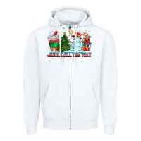 White Jingle All The Way Zipper Hoodie - CowhideDigitalArt