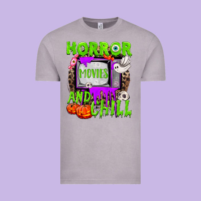 Horror Movies And Chill Vintage Tee Designed By Nancycooperartshop
