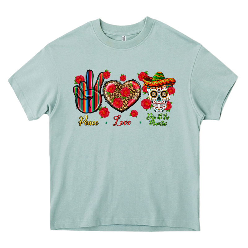 Peace Love Dia De Los Muertos Heavy Core Tee by BundleAndBundleShop | Teevron