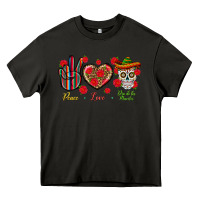Asphalt Peace Love Dia De Los Muertos Heavy Core Tee - BundleAndBundleShop