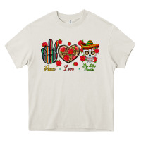 Cream Peace Love Dia De Los Muertos Heavy Core Tee - BundleAndBundleShop