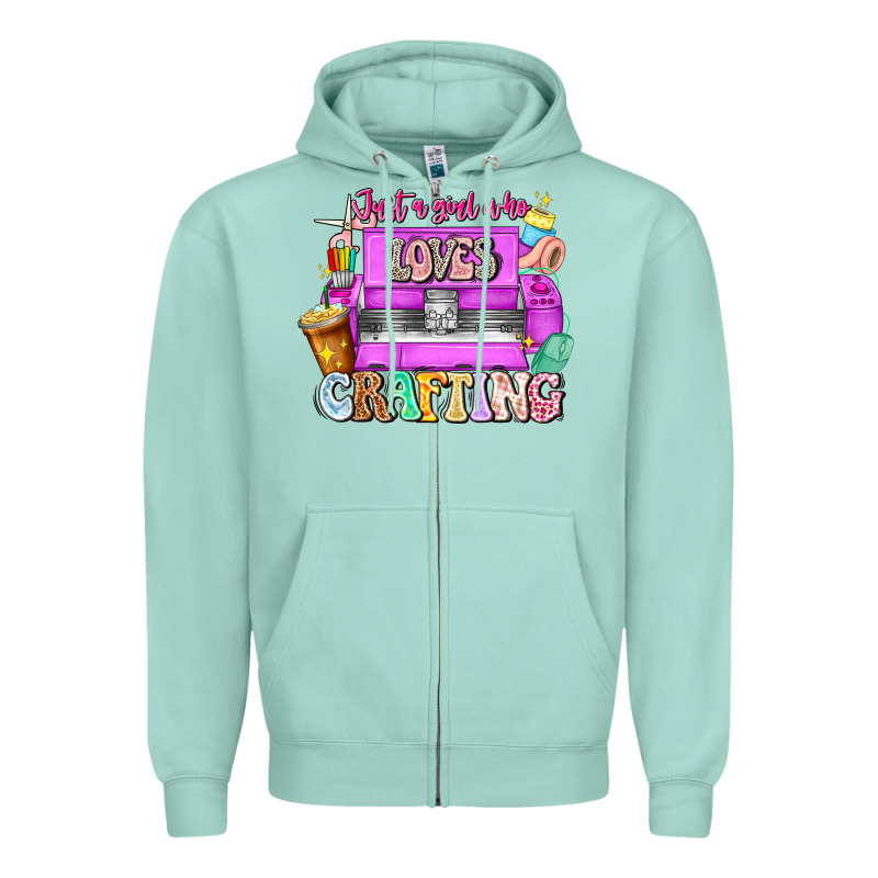 Just A Girl Who Loves Crafting Zipper Hoodie by CowhideDigitalArt | Teevron