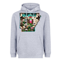 Heather Grey arkansas map Heavyweight Hoodie - RacoonDesign