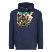 Navy arkansas map Heavyweight Hoodie - RacoonDesign