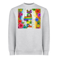 Heather Grey LGBTQ+ Pride With Flower Tumbler Heavyweight Sweatshirt - BundleAndBundleShop