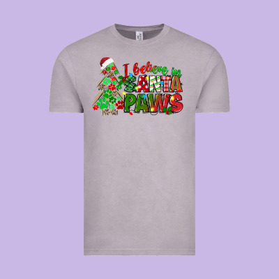 I Believe In Santa Paws Vintage Tee Designed By Texasbilliewilder