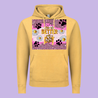 Life Is Better With A Cat Vintage Hoodie Designed By Tumblerdesignbyshophia