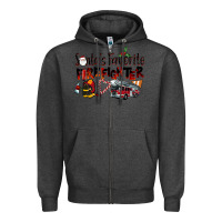 Charcoal Heather Santa's Favorite Firefighter Zipper Hoodie - LillyAllenDesigns