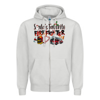 Dove Grey Santa's Favorite Firefighter Zipper Hoodie - LillyAllenDesigns
