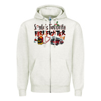 Oatmeal Heather Santa's Favorite Firefighter Zipper Hoodie - LillyAllenDesigns