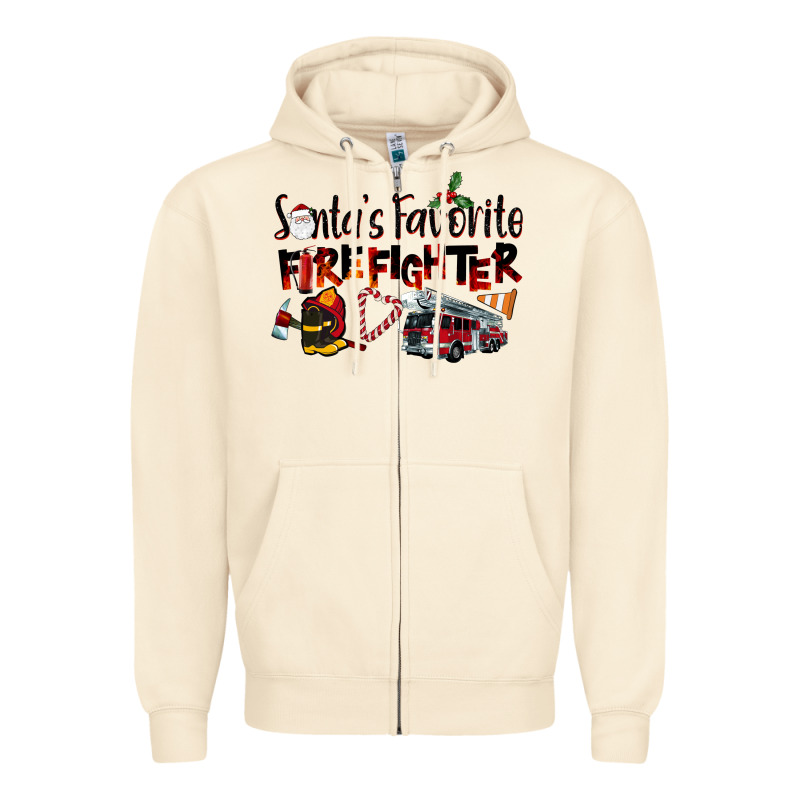 Santa's Favorite Firefighter Zipper Hoodie by LillyAllenDesigns | Teevron