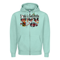Seafoam Santa's Favorite Firefighter Zipper Hoodie - LillyAllenDesigns