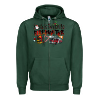 Sports Green Santa's Favorite Firefighter Zipper Hoodie - LillyAllenDesigns