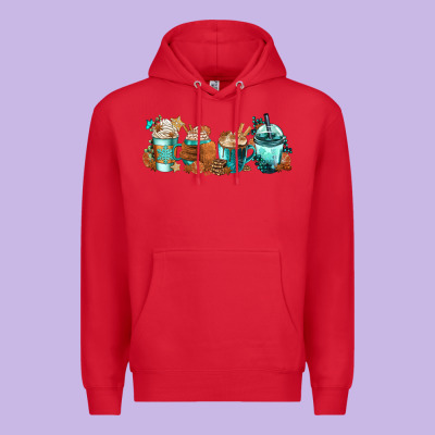 Winter Coffee Cups Premium Hoodie Designed By Fadigitalartstudio