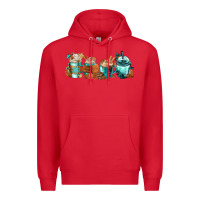 Red Winter Coffee Cups Premium Hoodie - FaDigitalArtStudio