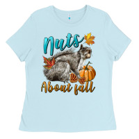 Baby Blue Nuts About Fall Squirrel Ladies Tee - LillyAllenDesigns