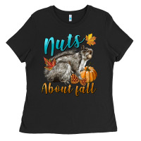 Black Nuts About Fall Squirrel Ladies Tee - LillyAllenDesigns