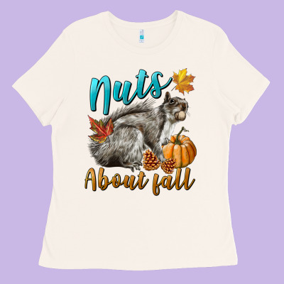 Nuts About Fall Squirrel Ladies Tee Designed By Lillyallendesigns