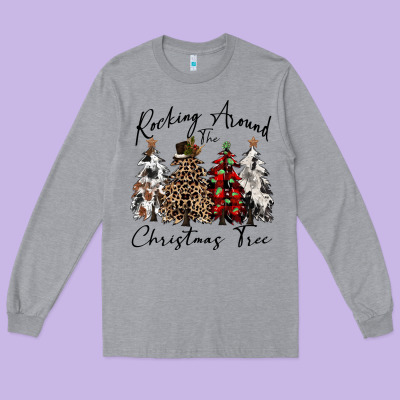 Rocking Around The Christmas Tree Long Sleeve Tee Designed By Cowgirlartshop
