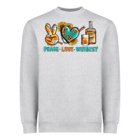 Heather Grey Peace Love Whiskey Heavyweight Sweatshirt - BundleAndBundleShop