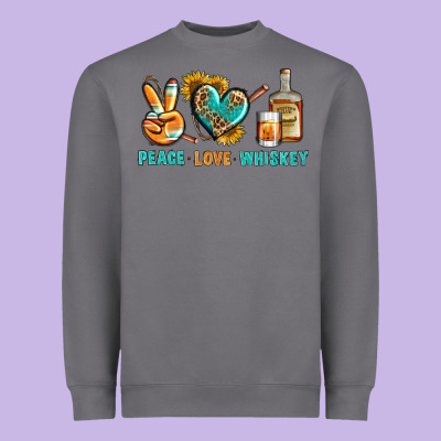 Peace Love Whiskey Heavyweight Sweatshirt Designed By Bundleandbundleshop