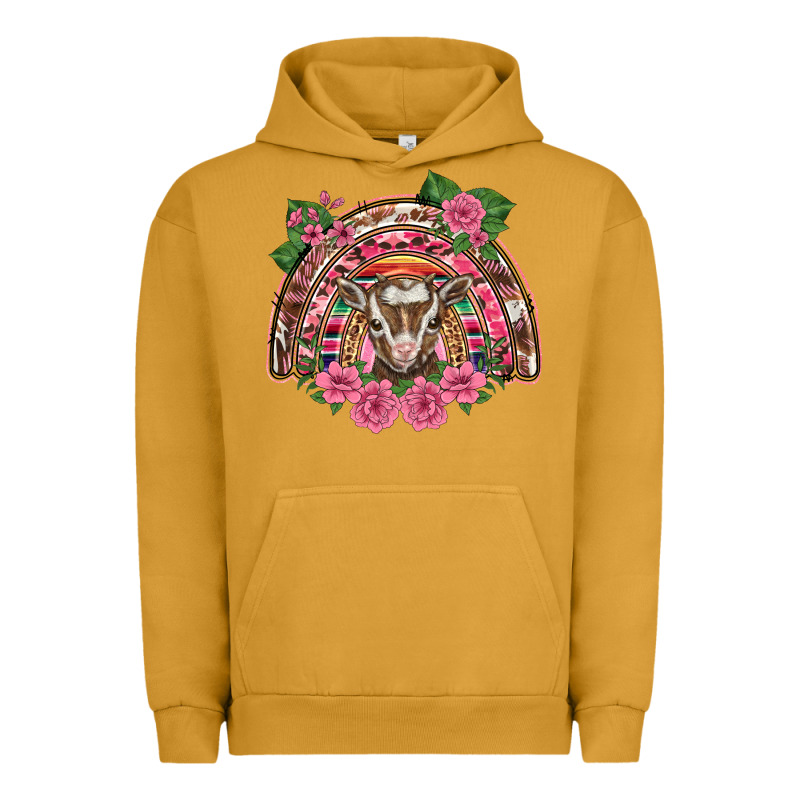 Pink Floral Baby Goat Rainbow Urban Hoodie by BarkalooDesign | Teevron