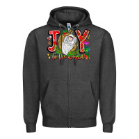 Charcoal Heather joy to the world Zipper Hoodie - CowhideDigitalArt